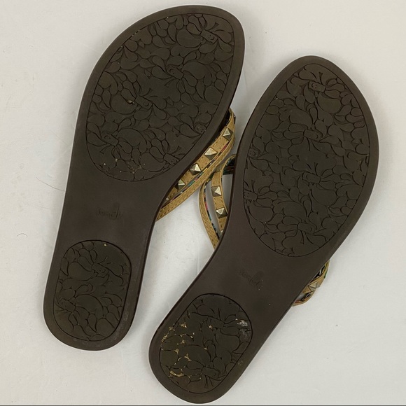 Sanuk Tan Studded Flip Flop Sandals - Picture 7 of 8